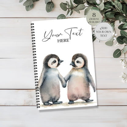 Personalised Penguin Notebook – Watercolour A4/A5 Journal - Gift for Penguin Lover