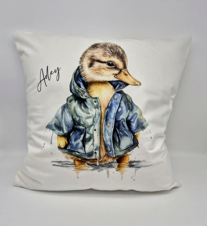 Personalised Raincoat Duck Cushion – Duck Lover Gift & Home Décor