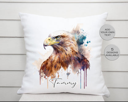 Personalised Eagle Cushion | Custom Bird of Prey Pillow | Wildlife Lover Gift