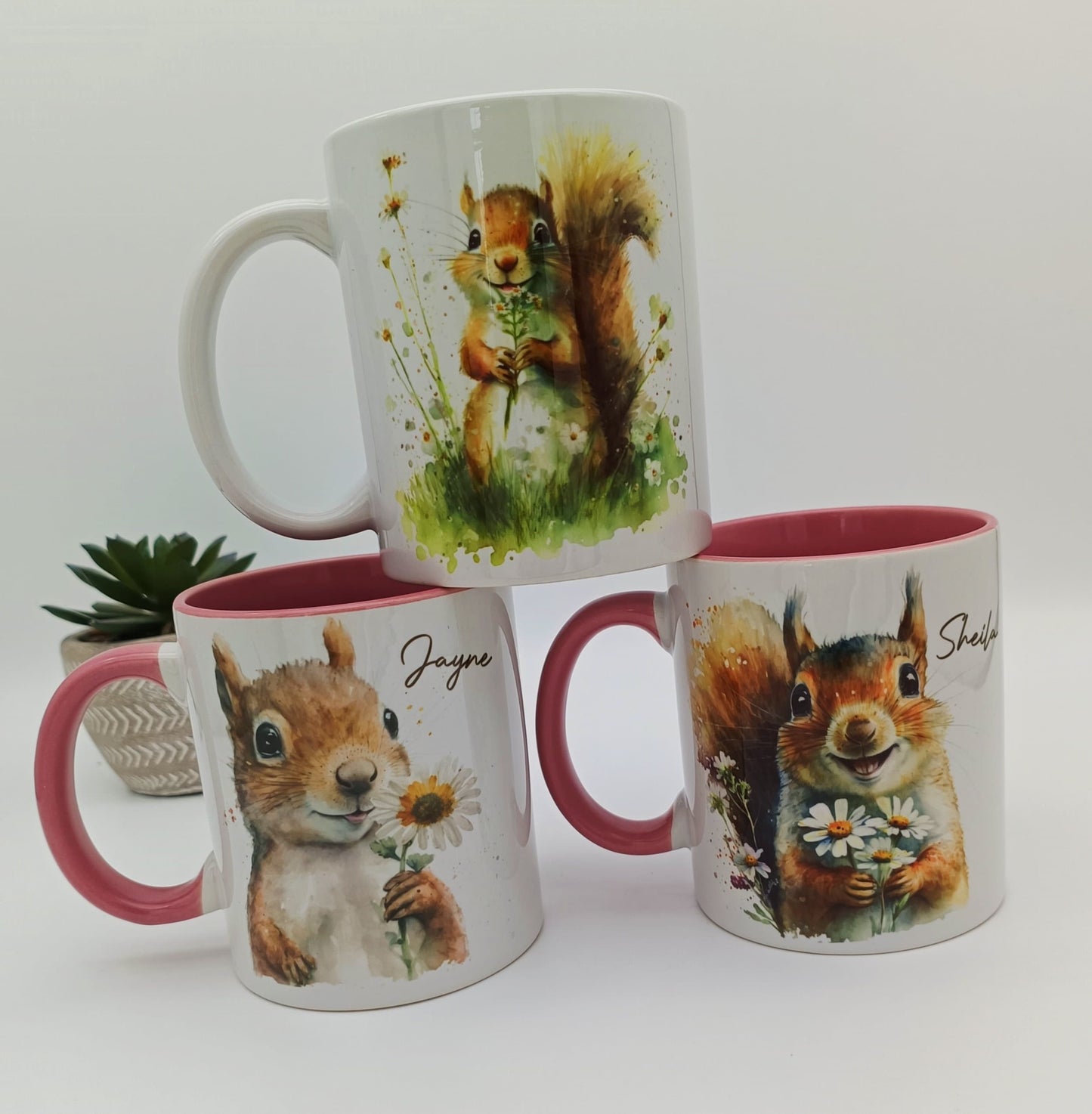Personalised Watercolour Squirrel Mug & Coaster Set | Wildlife Gift