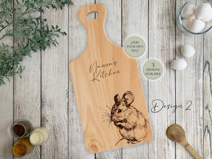 Personalised Wooden Mouse Cutting Board – Custom Engraved Kitchen Gift