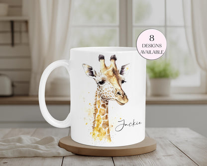 Personalised Giraffe Mug & Coaster Set – Custom Animal Gift