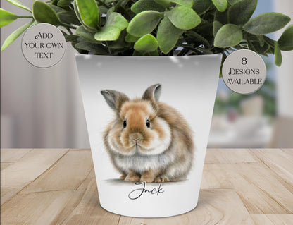 Personalised Watercolour Bunny Rabbit Plant Pot – Custom Pen & Brush Holder | Rabbit Lover Gift
