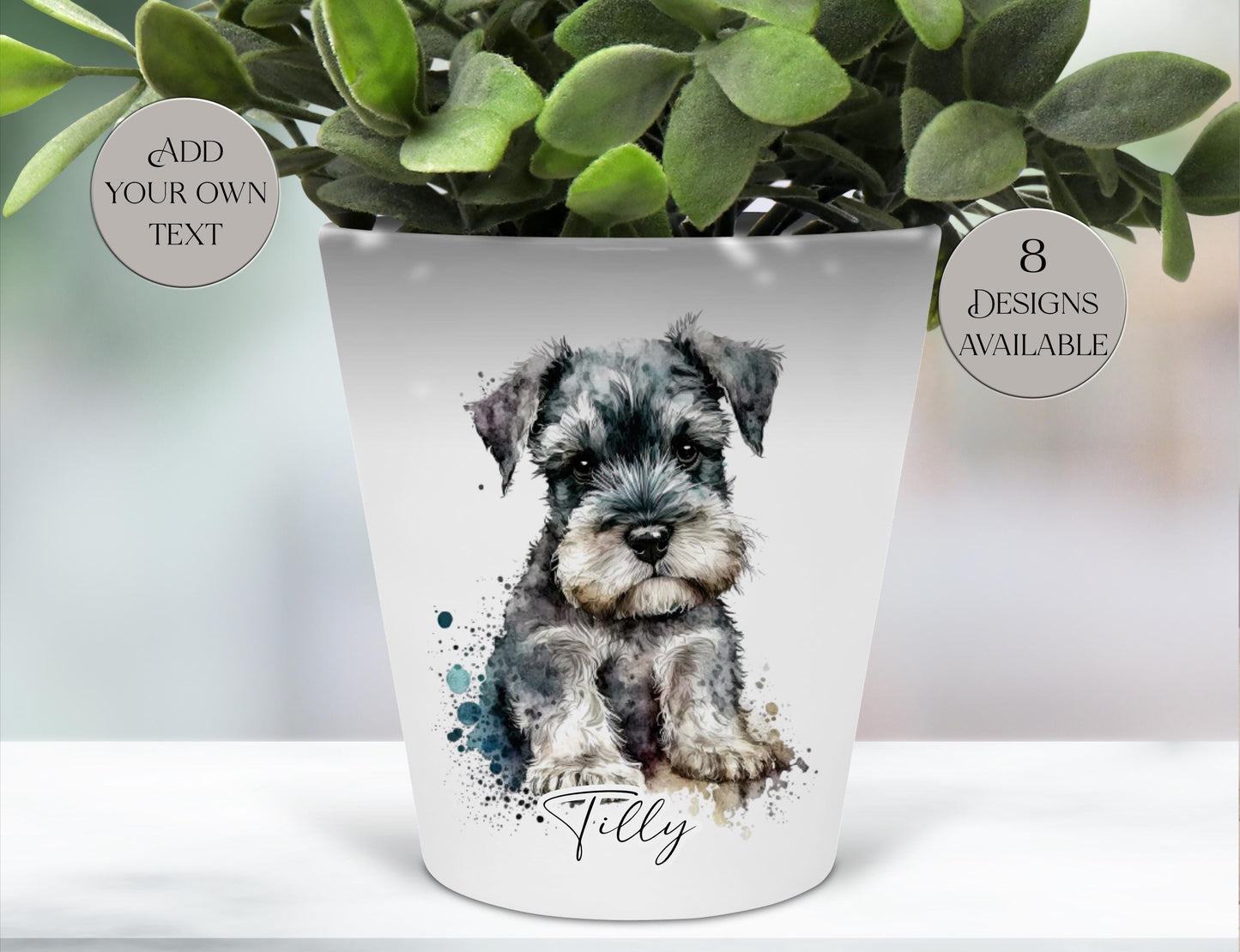 Personalised Schnauzer Plant Pot – Pen Holder, Desk Organiser & Dog Lover Gift - Memorial Keepsake