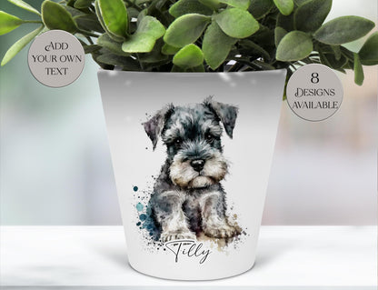 Personalised Schnauzer Plant Pot – Pen Holder, Desk Organiser & Dog Lover Gift - Memorial Keepsake