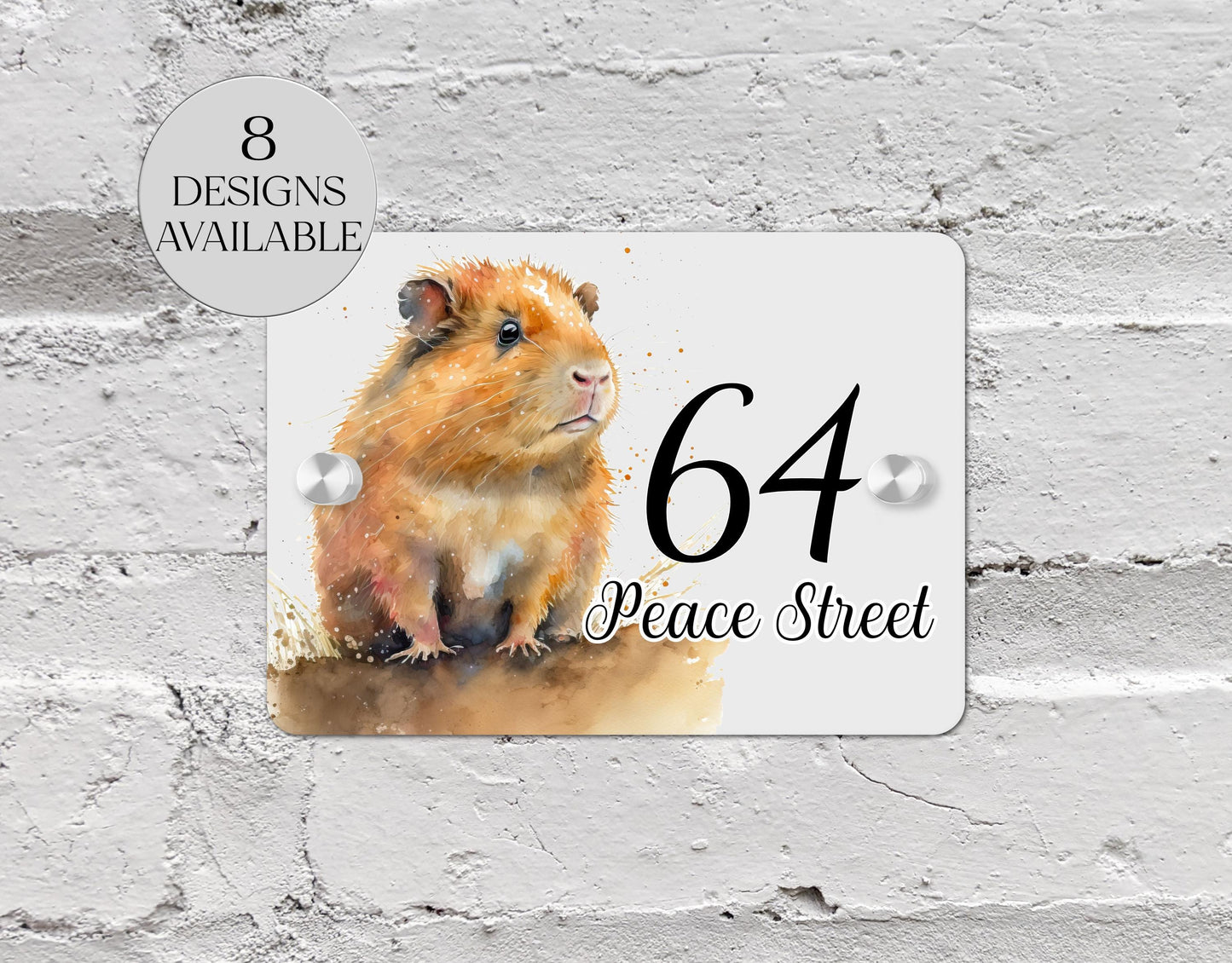 Personalised Guinea Pig Acrylic House Sign | Custom House Number Plaque | New Home Gift