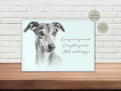Personalised Greyhound Glass Chopping Board | Dog Lover Kitchen Gift