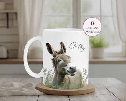 Personalised Watercolour Donkey Mug & Coaster Set | Donkey Lover Gift