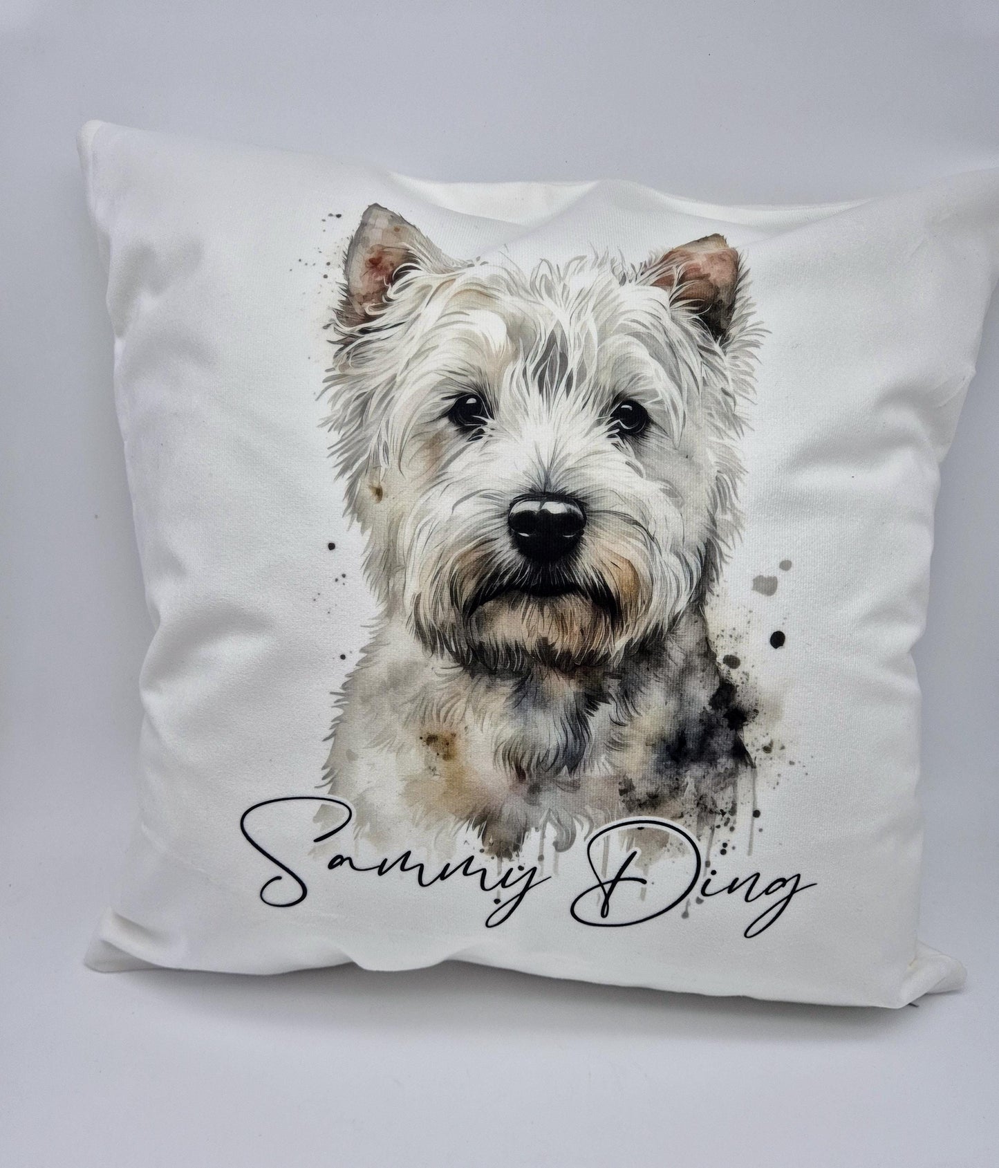Personalised West Highland Terrier Cushion – Watercolour Westie Gift