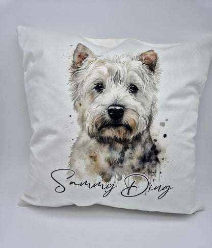 Personalised West Highland Terrier Cushion – Watercolour Westie Gift
