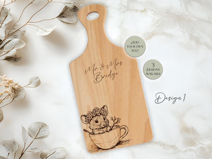 Personalised Wooden Mouse Cutting Board – Custom Engraved Kitchen Gift