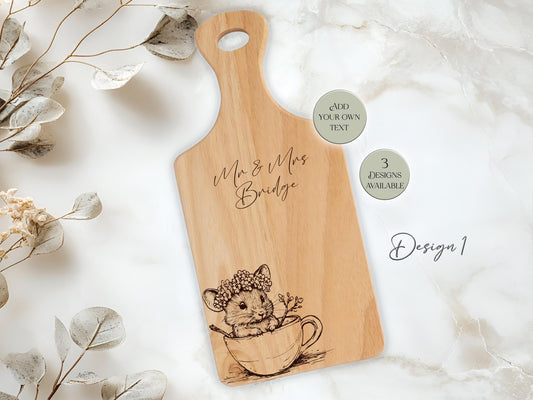 Personalised Wooden Mouse Cutting Board – Custom Engraved Kitchen Gift
