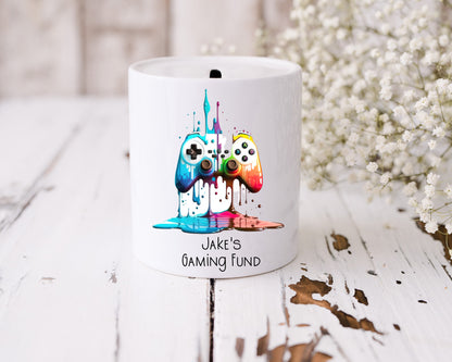 Personalised Gamer Money Box | Ceramic Piggy Bank | Gaming Gift for Boys