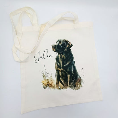 Watercolour Black Labrador Tote Bag | Personalised Gift for Her