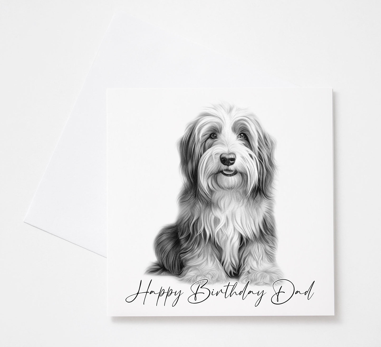 Personalised Bearded Collie Birthday Card – Custom Dog Lover Greeting Card | Optional Matching Coaster