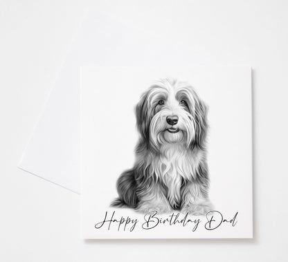 Personalised Bearded Collie Birthday Card – Custom Dog Lover Greeting Card | Optional Matching Coaster