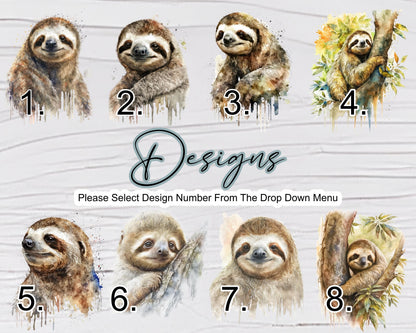 Personalised Sloth Birthday Card – Watercolour Sloth with Balloon Greetings Card