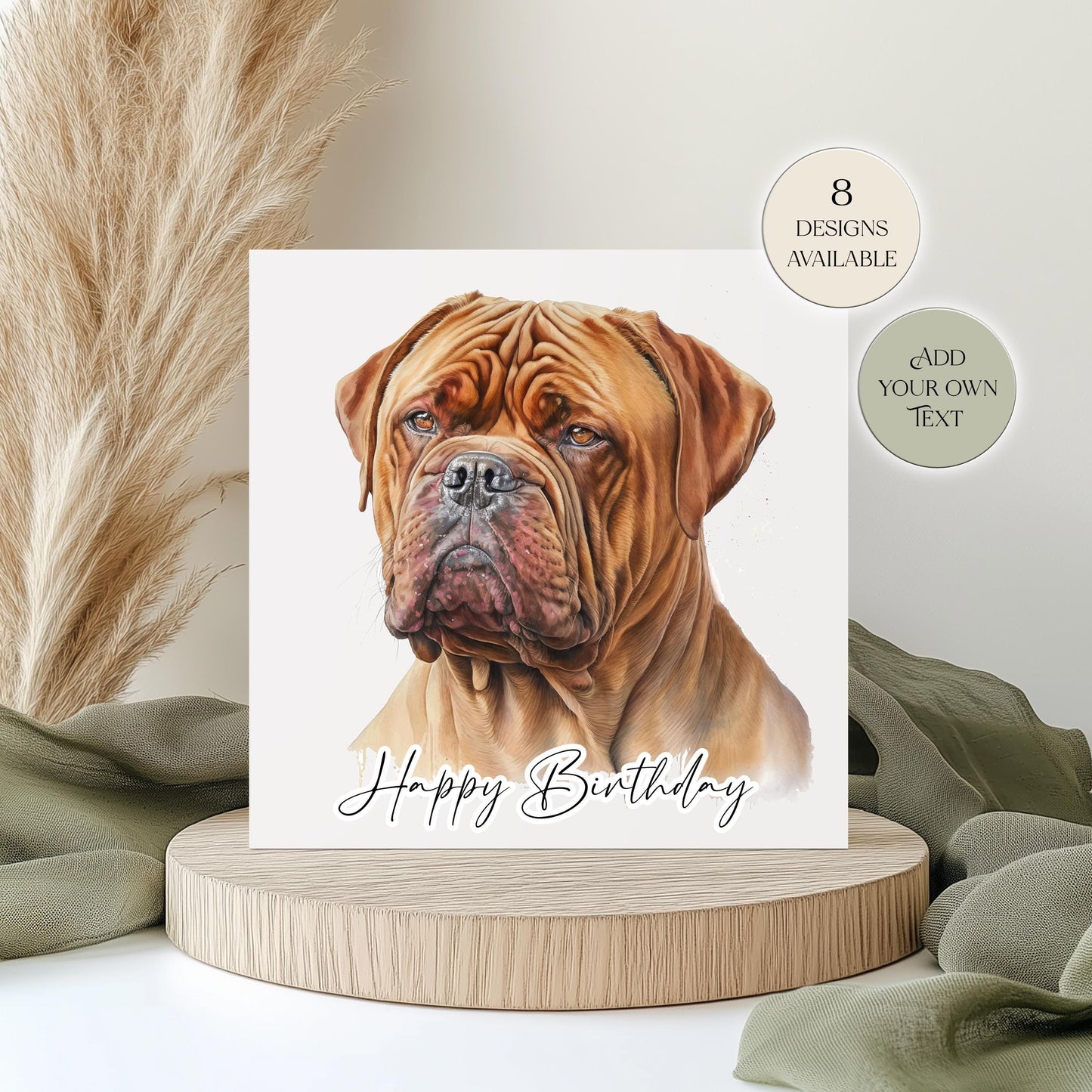 Personalised Dogue de Bordeaux Birthday Card | Dog Greetings Card | Dog Lover Gift