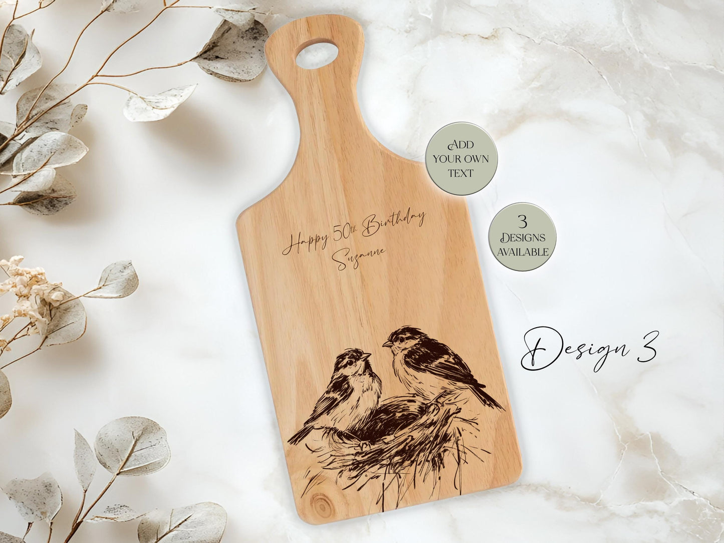 Personalised Wooden Bird Cutting Board – Custom Engraved Kitchen Gift