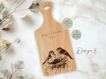 Personalised Wooden Bird Cutting Board – Custom Engraved Kitchen Gift