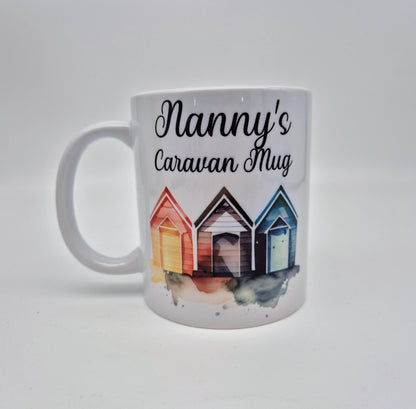 Personalised Beach Hut Mug & Coaster Set | Coastal Gift for Beach Lovers