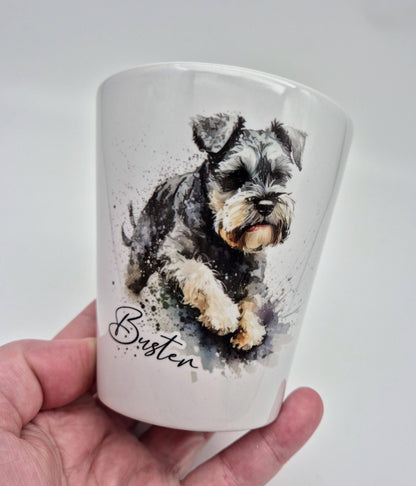 Personalised Schnauzer Plant Pot – Pen Holder, Desk Organiser & Dog Lover Gift - Memorial Keepsake