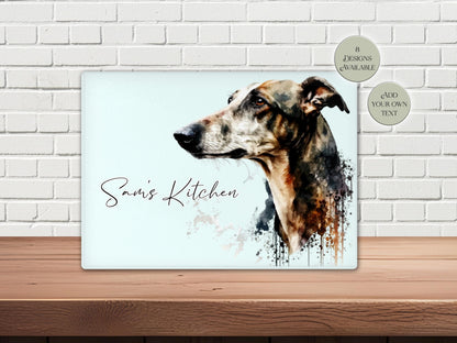 Personalised Greyhound Glass Chopping Board | Dog Lover Kitchen Gift