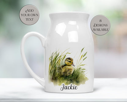 Personalised Watercolour Duckling Milk Jug | Flower Vase | Duck Lover Gift