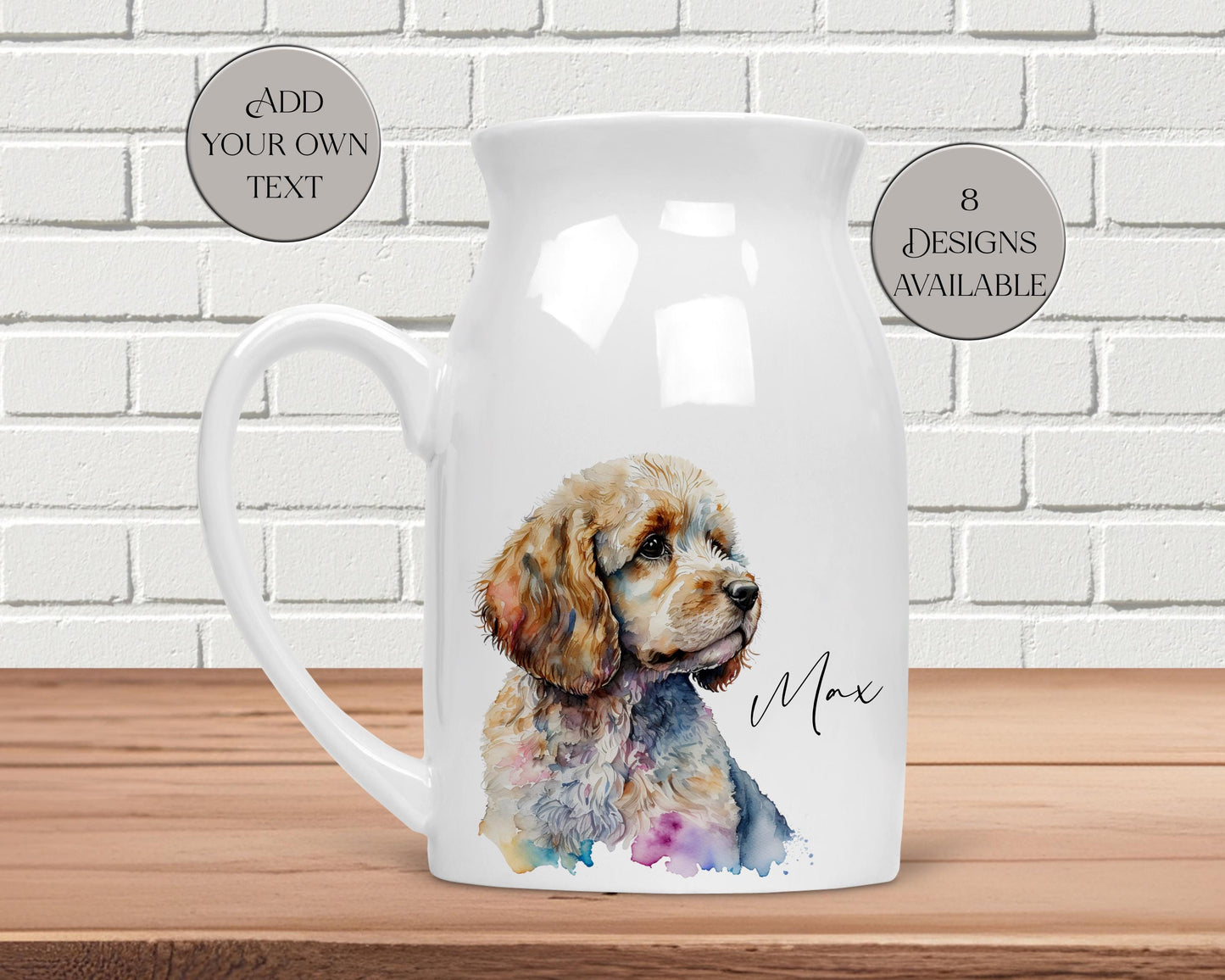 Personalised Cockapoo Milk Jug | Flower Vase | Custom Dog Lover Gift | Cockapoo Home Décor