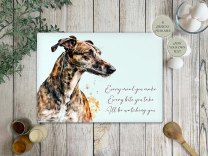 Personalised Greyhound Glass Chopping Board | Dog Lover Kitchen Gift