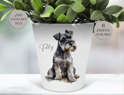 Personalised Schnauzer Plant Pot – Pen Holder, Desk Organiser & Dog Lover Gift - Memorial Keepsake