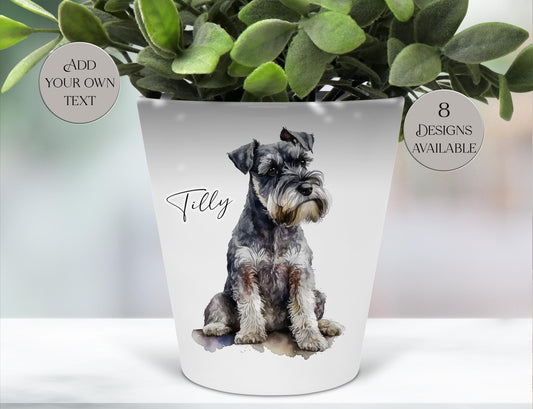 Personalised Schnauzer Plant Pot – Pen Holder, Desk Organiser & Dog Lover Gift - Memorial Keepsake