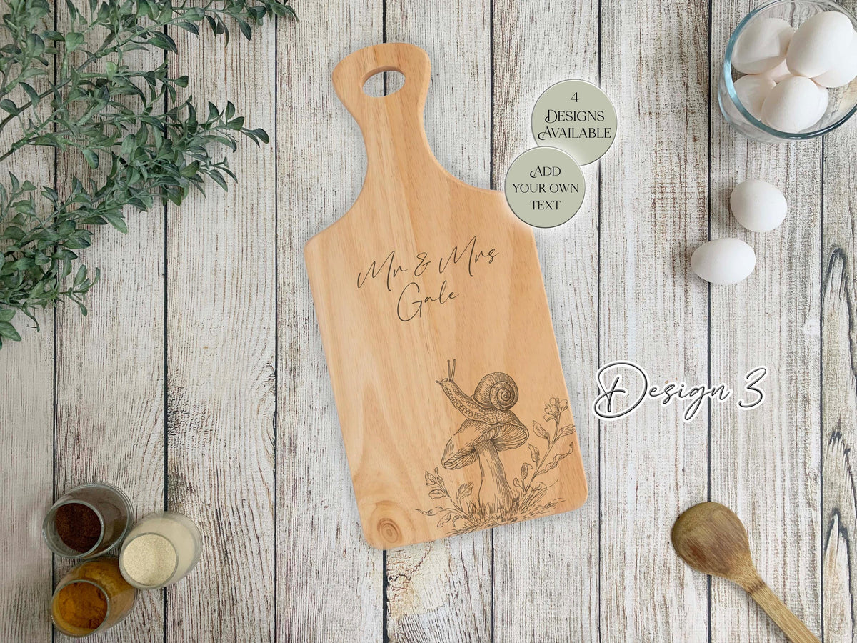 Personalised Snail Chopping Board | Engraved Wooden Serving Board | Snail Gift