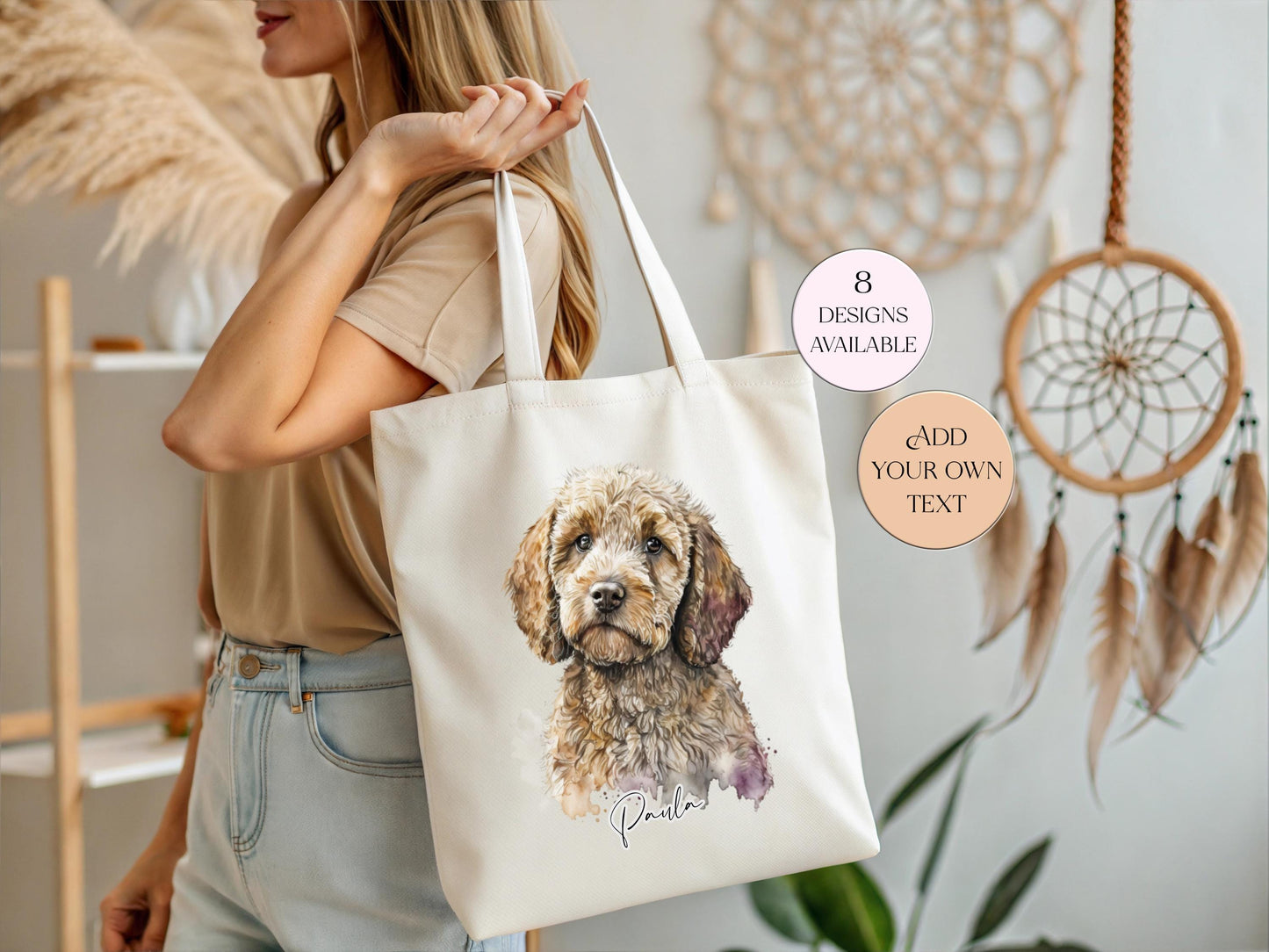 Personalised Watercolour Cockapoo Tote Bag – Dog Lover Reusable Shopper