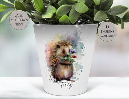 Personalised Watercolour Hedgehog Plant Pot | Pen Pot | Hedgehog Lover Gift