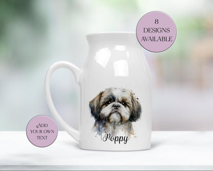 Personalised Shih Tzu Milk Jug & Vase – Watercolour Dog Gift | Shih Tzu Home Décor