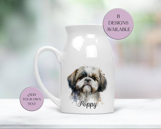 Personalised Shih Tzu Milk Jug & Vase – Watercolour Dog Gift | Shih Tzu Home Décor