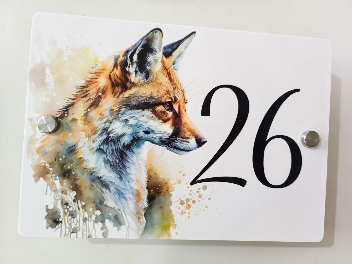 Personalised Watercolour Fox House Sign | Acrylic Gate Plaque | New Home Gift