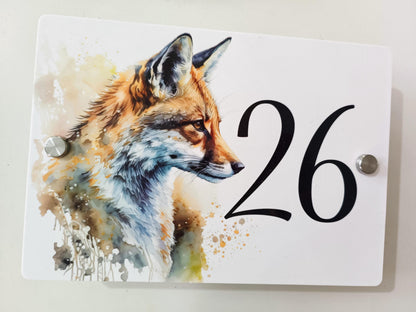 Personalised Watercolour Fox House Sign | Acrylic Gate Plaque | New Home Gift
