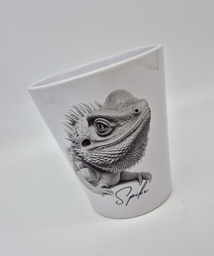 Personalised Bearded Dragon Plant Pot – Pen Holder & Brush Organiser | Unique Reptile Lover Gift