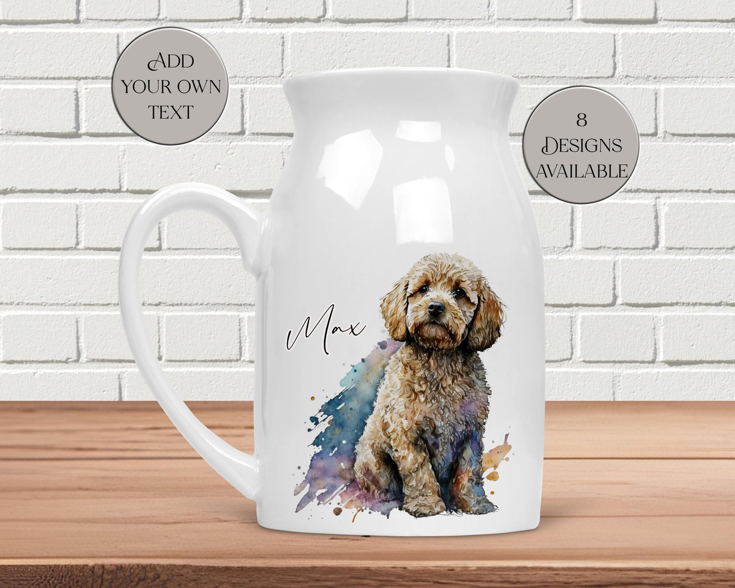 Personalised Cockapoo Milk Jug | Flower Vase | Custom Dog Lover Gift | Cockapoo Home Décor
