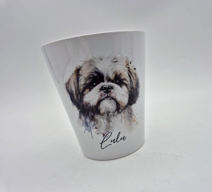 Personalised Shih Tzu Plant Pot – Custom Dog Gift | Pen Pot & Makeup Brush Holder