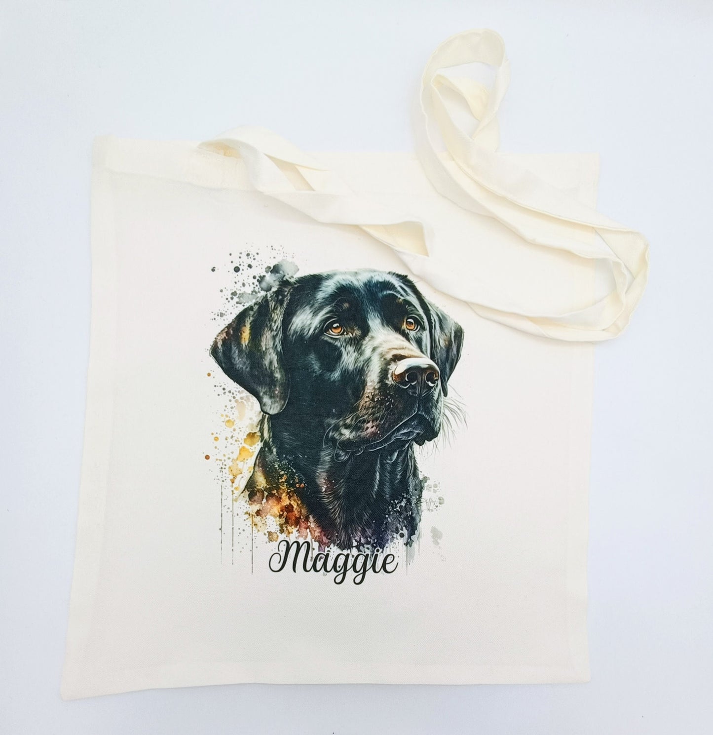 Watercolour Black Labrador Tote Bag | Personalised Gift for Her