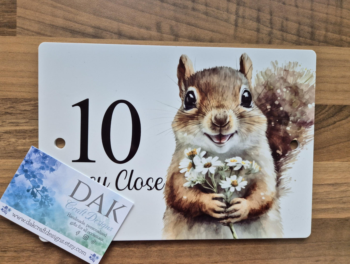 Personalised Watercolour Squirrel Acrylic House Sign – Custom Address Plaque