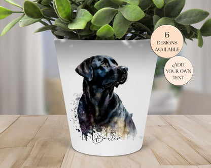 Personalised Black Labrador Printed Plant Pot – Dog Lover Gift - Pen Holder & Desk Organiser - Memorial Keepsake