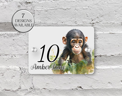 Personalised Watercolour Monkey House Sign | Acrylic Gate Plaque | New Home Gift