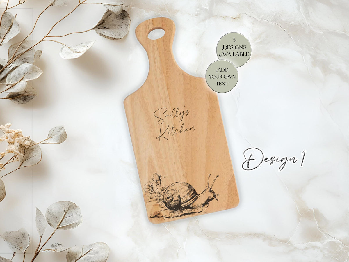 Personalised Snail Chopping Board | Engraved Wooden Serving Board | Snail Gift