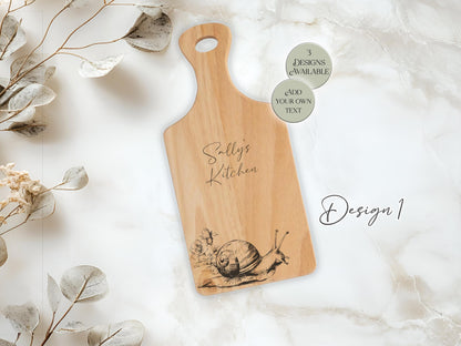 Personalised Snail Chopping Board | Engraved Wooden Serving Board | Snail Gift
