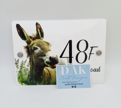 Personalised Watercolour Donkey House Sign | Acrylic Gate Plaque | New Home Gift