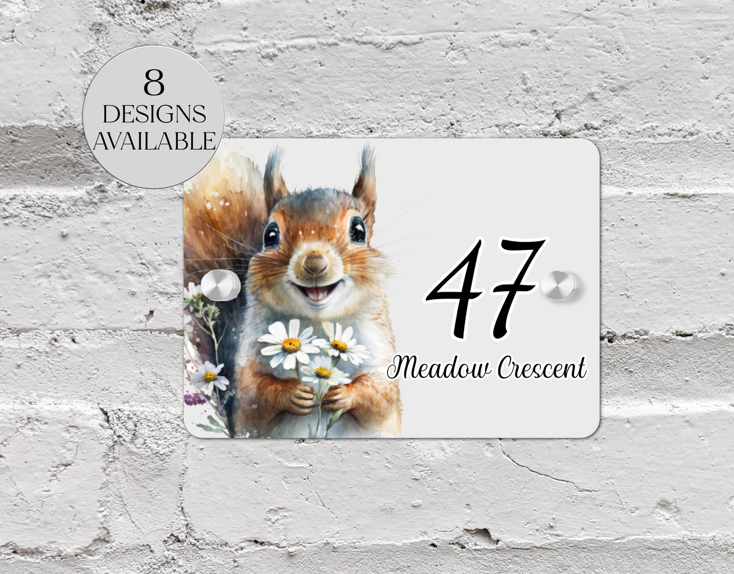 Personalised Watercolour Squirrel Acrylic House Sign – Custom Address Plaque